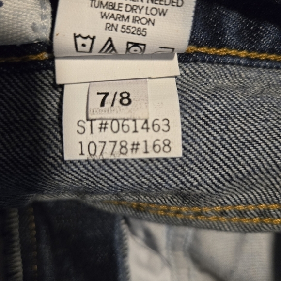 Express Bleus Vintage Dark Wash High Rise Wide Leg Flare Denim Jeans Size 7 / 8 - Picture 9 of 10